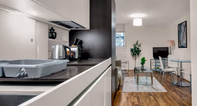 Fully equipped kitchen at Moorgate Apartments by MySquare