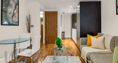 living space at Moorgate Apartments by MySquare