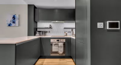 Fully equipped kitchen in 1 bed at Wembley Park Apartments by MySquare