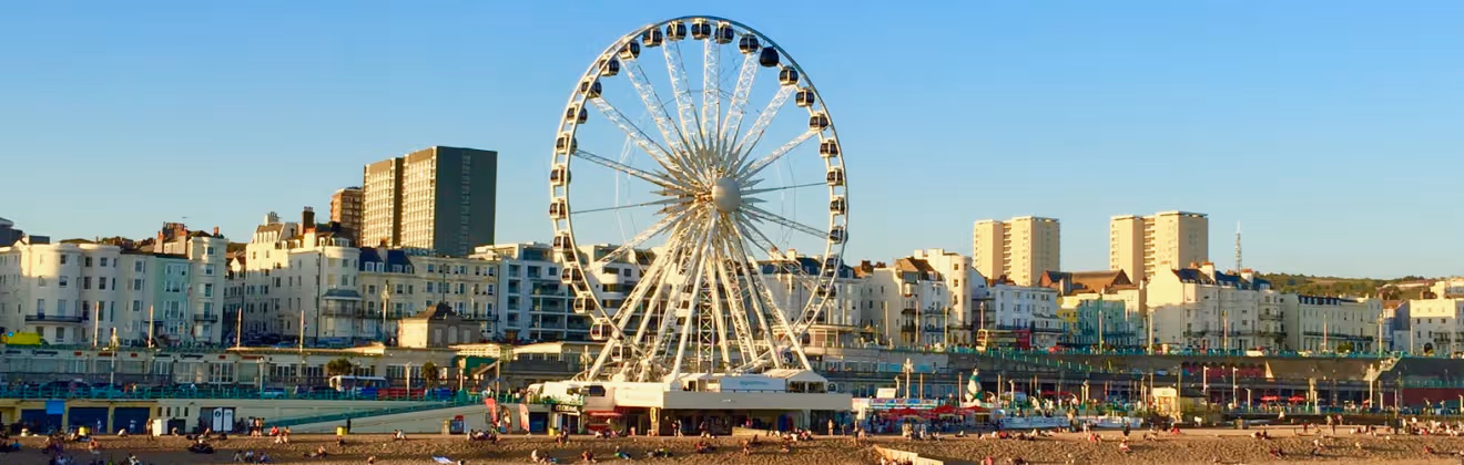 Brighton beachfront with Ferris wheel and seafront