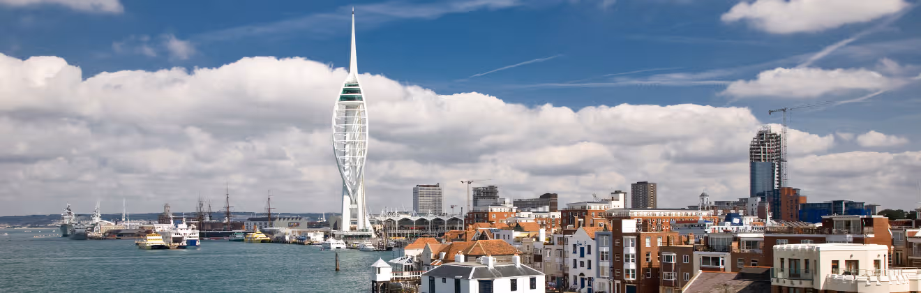 Portsmouth harbour in Hampshire, England