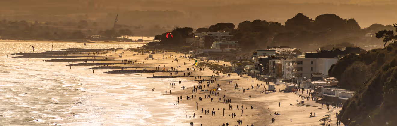 Sunset over Sandbanks in Poole, Dorset, UK