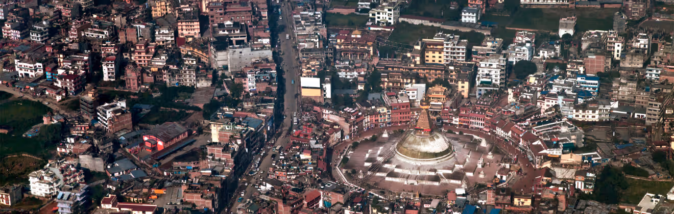 Aerial View of Boudhanath Temple in Kathmandu