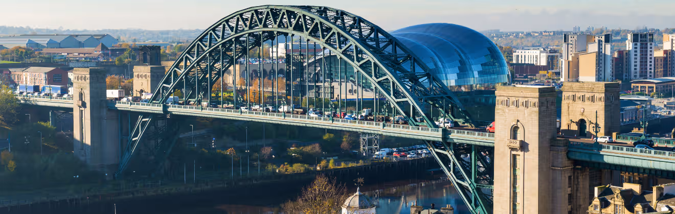 The iconic Tyne Bridge crossing the River Tyne in Newcastle upon Tyne