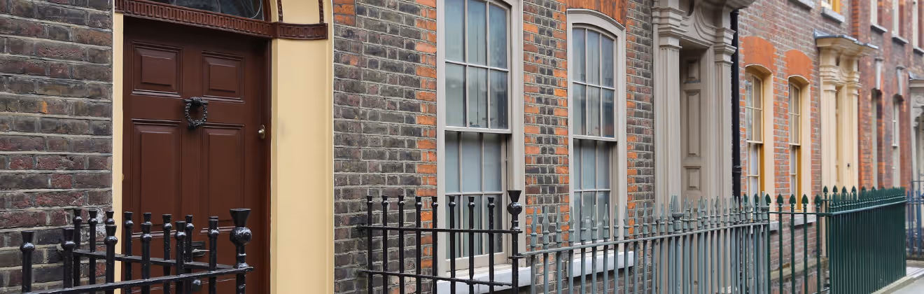 Traditional brick townhouses in Shoreditch, London