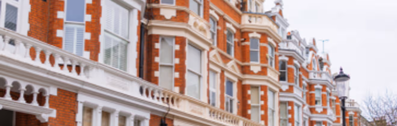 Victorian red brick terraced apartments in South Kensington