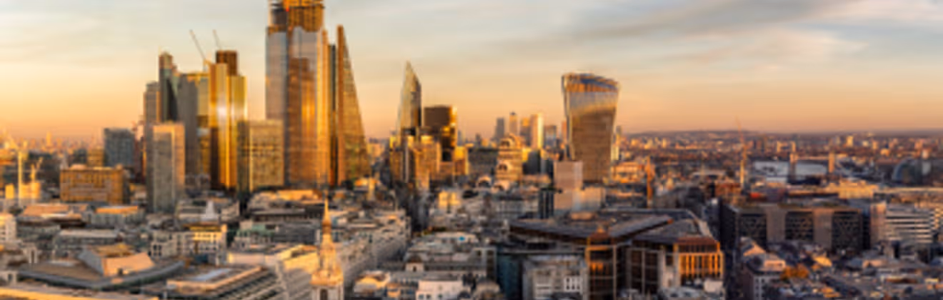 The City to Tower and London Bridge during sunset time