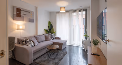 Living area at 2 bed Manchester apartment