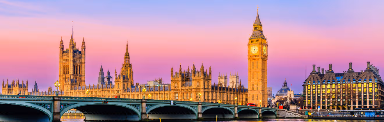 Houses of Parliament and Big Ben beside the River Thames, London
