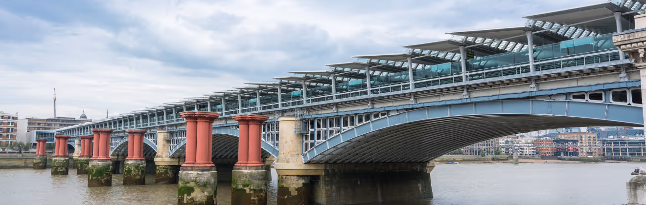 Blackfriars Bridge with London skyline and modern office towers