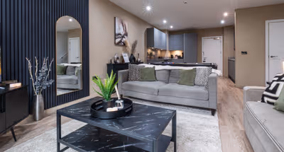 Living area at 2 bed M1 Townhouse
