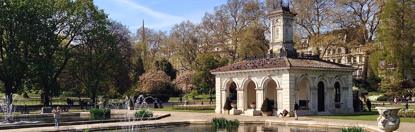Italian Gardens fountain and pavilion in Hyde Park