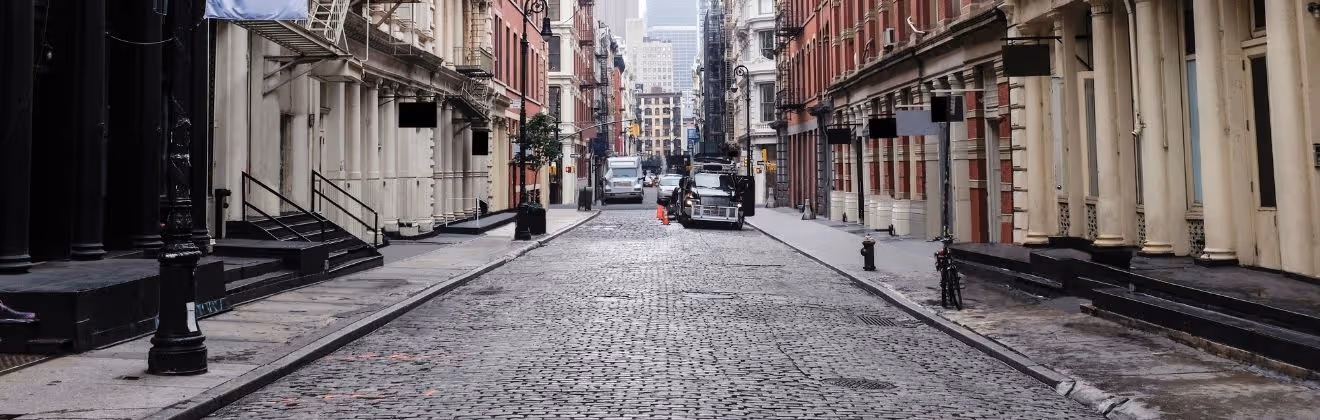 String Lights above the Cobblestone Street in Soho, London, England