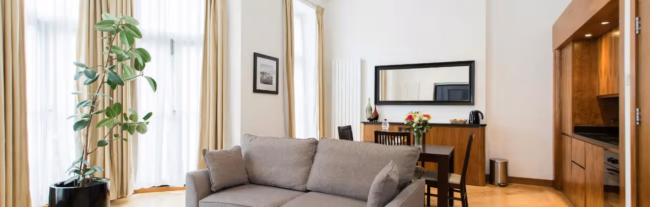 Furnished apartments in Fenway with modern interiors and comfortable living spaces
