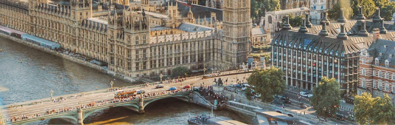 Palace of Westminster and River Thames in London