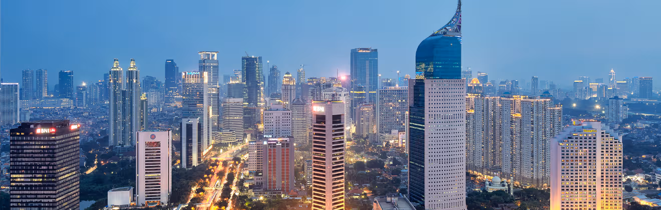 Jakarta city skyline at dusk