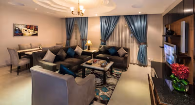 Living area at Al Ihssa Street Serviced Apartment