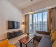 Living room at Silverine Tower Serviced Apartments, Dubai Marina
