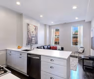 Full kitchen at Bedford-Stuyvesant Brooklyn Furnished Apartment