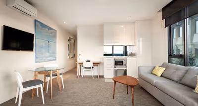 Cosy living area in Quest Frankston on The Bay
