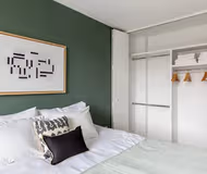 Open plan bedroom at West 56th Street Furnished Apartment, Manhattan