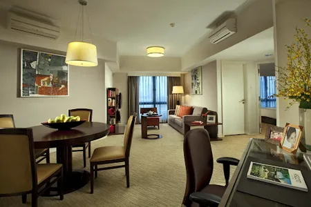 Simplistic living area in Somerset Grand Hanoi