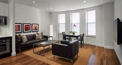Simplistic living room in West 44th Street Furnished Apartment
