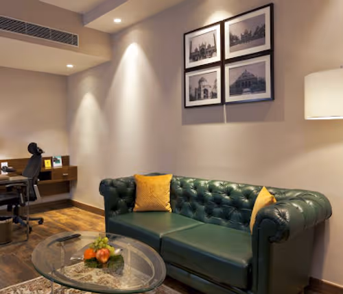 Comfy living area at Sohna Road Apartments