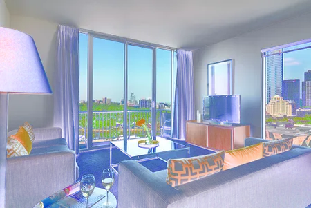 Living area at Flinders Street Apartments, Melbourne