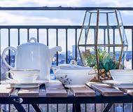 Balcony with views of London at Point West South Kensington 