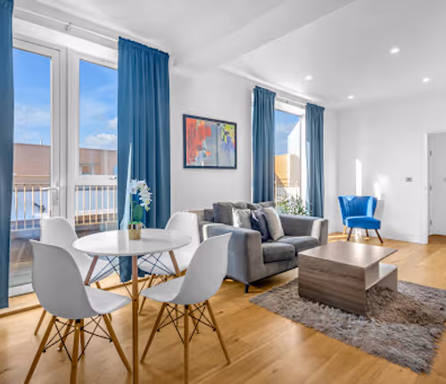 Living area at Heathrow Central Apartments by MySquare