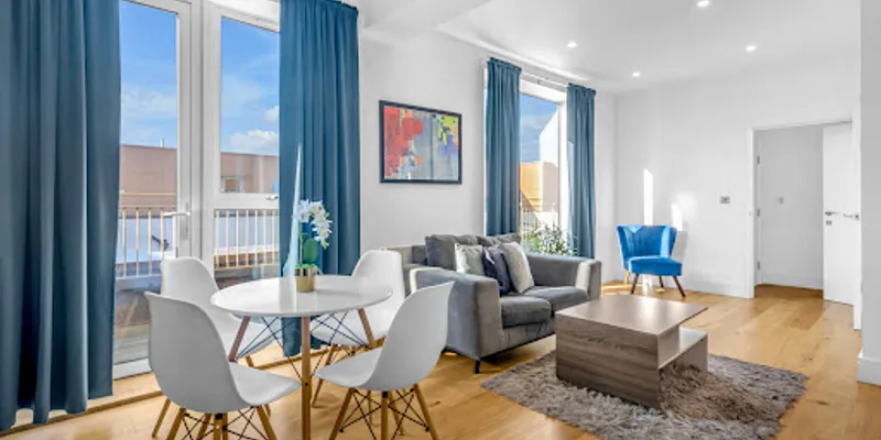 Living area at Heathrow Central Apartments by MySquare
