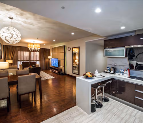 Dining space at Abdulaziz Street Apartments