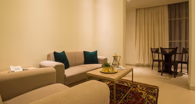 Living area at Hamad Al Jaser Road Serviced Apartments