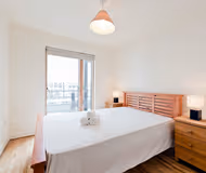 Bedroom at South Dock apartment