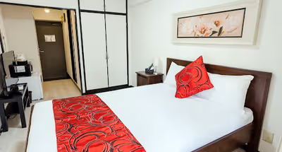 Simplistic living area in Kabukicho Serviced Apartment