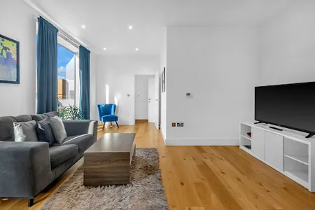 Living area at Heathrow Central Apartments by MySquare