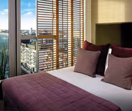 Bedroom at South Dock apartment