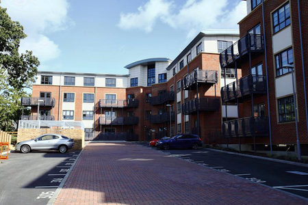 Exterior of Wallis Square Apartments in Farnborough