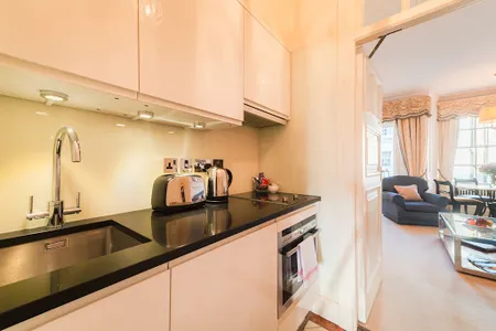 Fully equipped kitchen at 44 44 Curzon Street Apartments in Mayfair By Mansley