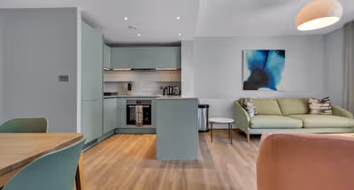 Living area at Olympic Way Apartment in Wembley Park by MySquare