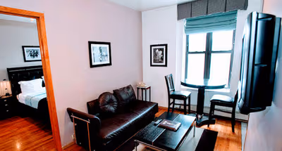 Living area at East Village apartment