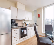 Fully equipped kitchen at Golden Heights Apartments