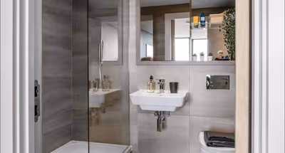 Bathroom at The Mercian 1 VII - 1BDR | Games room | Sky Lounge