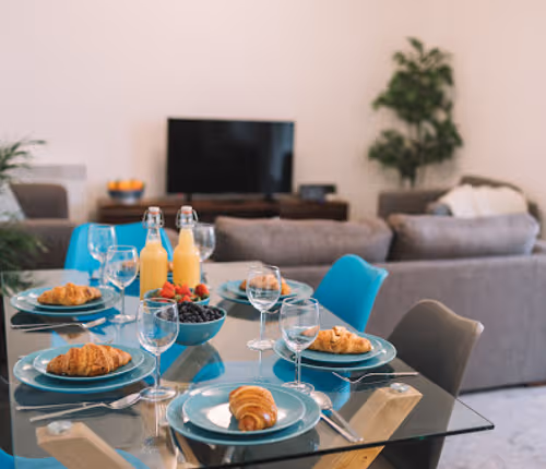 Spacious dining area at Bridge Square Apartments
