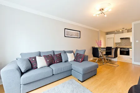 Living room at Docklands apartment