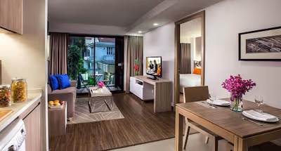 Simplistic living area in Citadines Grand Central Sri Racha