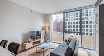 Spacious living area at Huron Street Serviced Apartment #1002 Serviced Apartment, River North