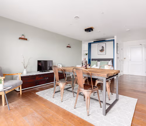 Living area at The Hackney Studio Apartments