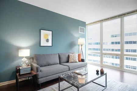 Living area at West Washington St. #4810 Serviced Apartment, The Loop
